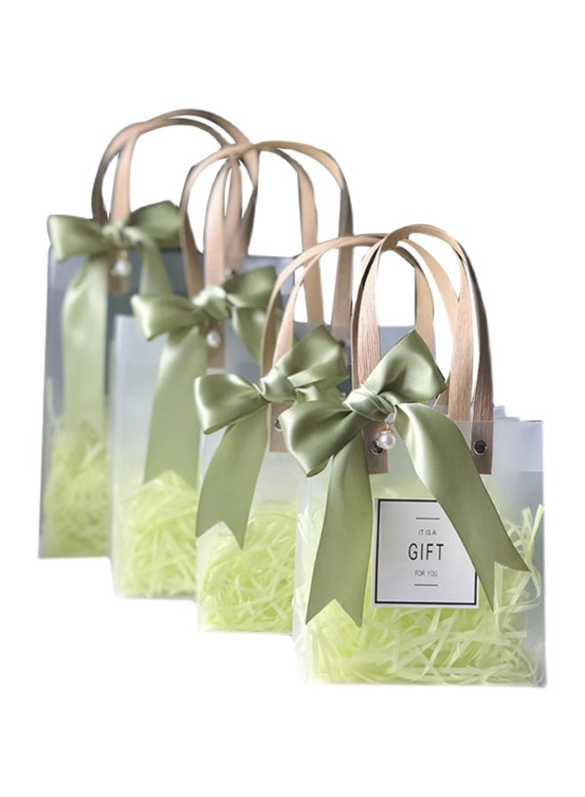 JAYATO High-end, minimalist gift bag made of transparent plastic, in champagne color, with a large-sized ribbon bow, suitable for holding sweet treats, handbag style. - Image 3